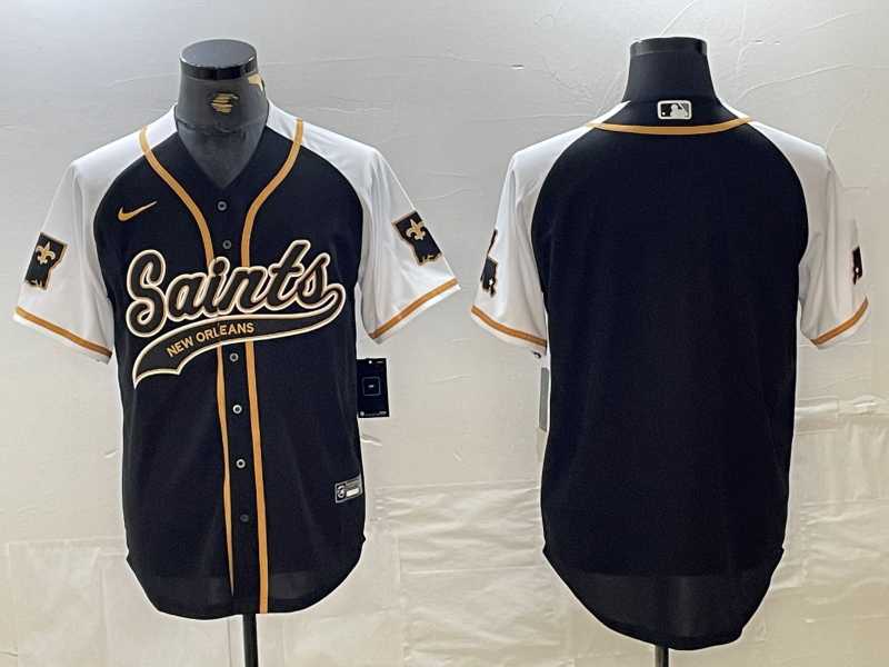 Mens New Orleans Saints Blank Black White 1987 Legacy Cool Base Stitched Baseball Jersey Dzhi